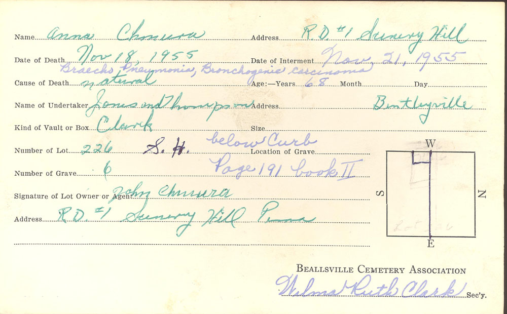 burial card